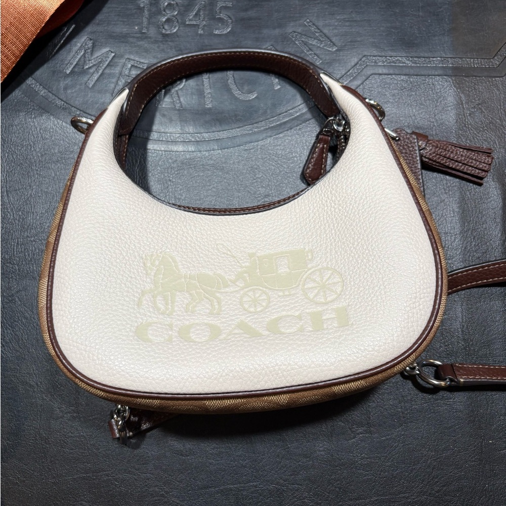 Coach Cream and Brown Shoulder Bag